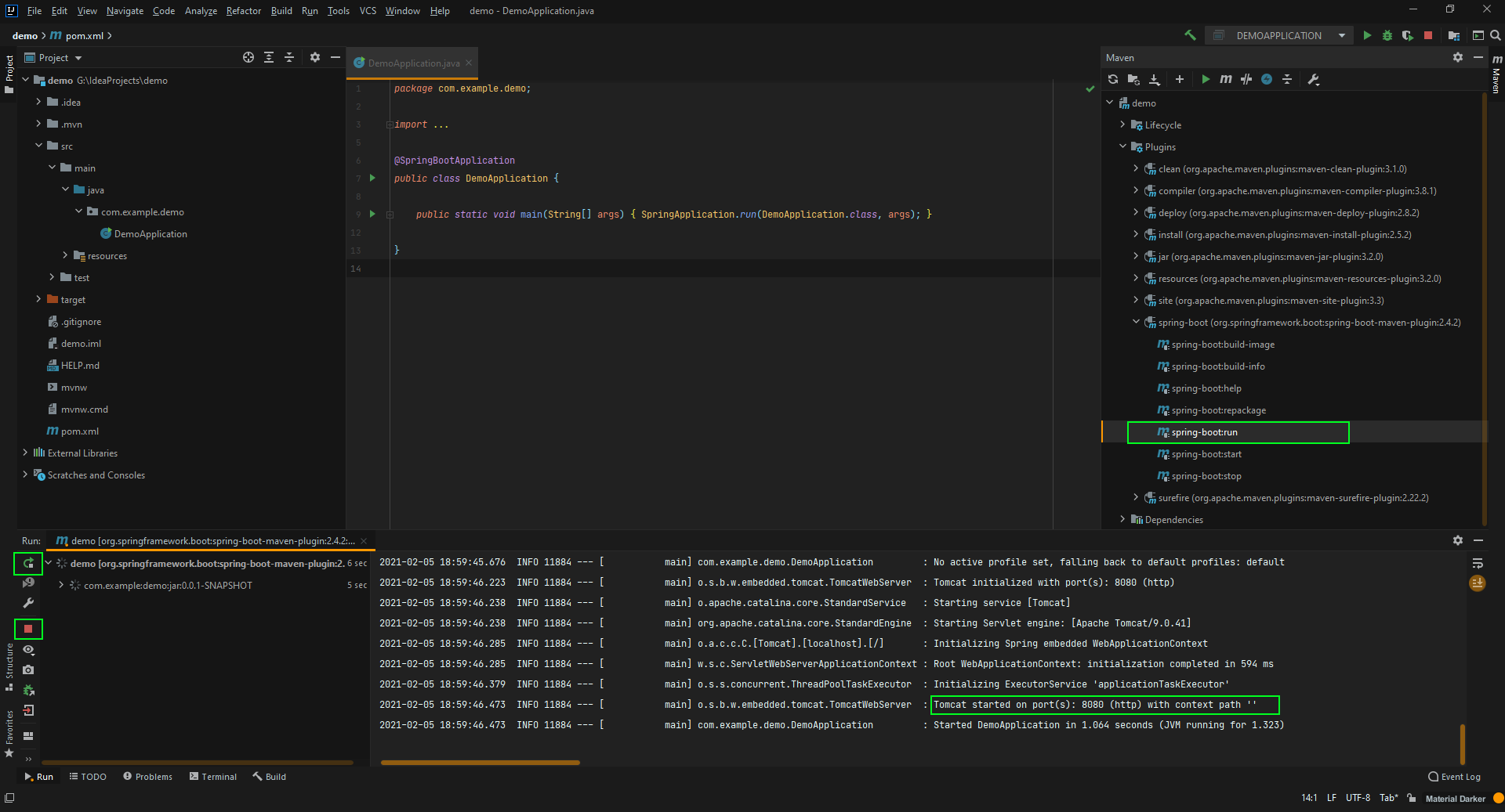 Arrancando servicio web SpringBoot en IntelliJ Idea Community