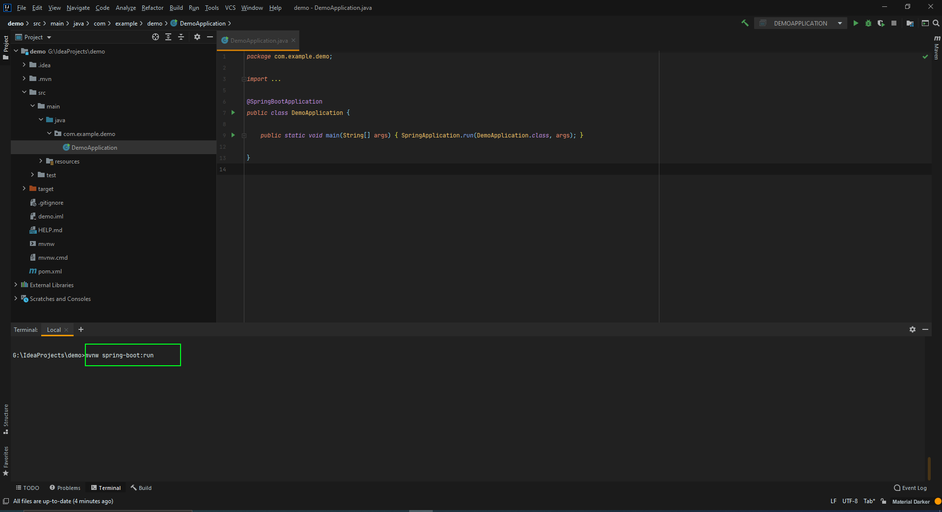 Arrancando servicio web SpringBoot en IntelliJ Idea Community